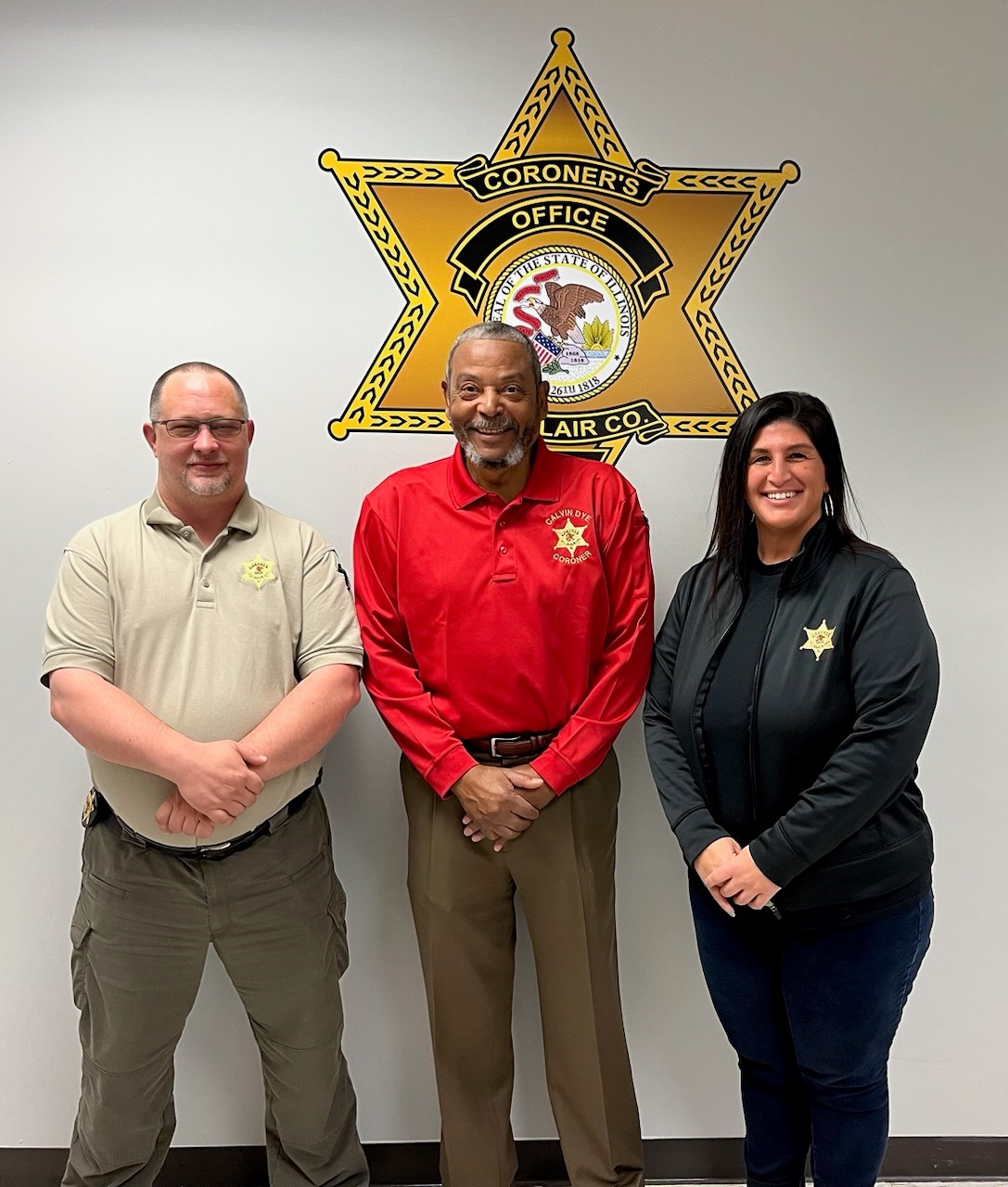 Chief Deputy Dennis Nichols, Coroner Calvin Dye Sr. and Office Manager Tina Sambo Chief Deputy Dennis Nichols, Coroner Calvin Dye Sr. and Office Manager Tina Sambo