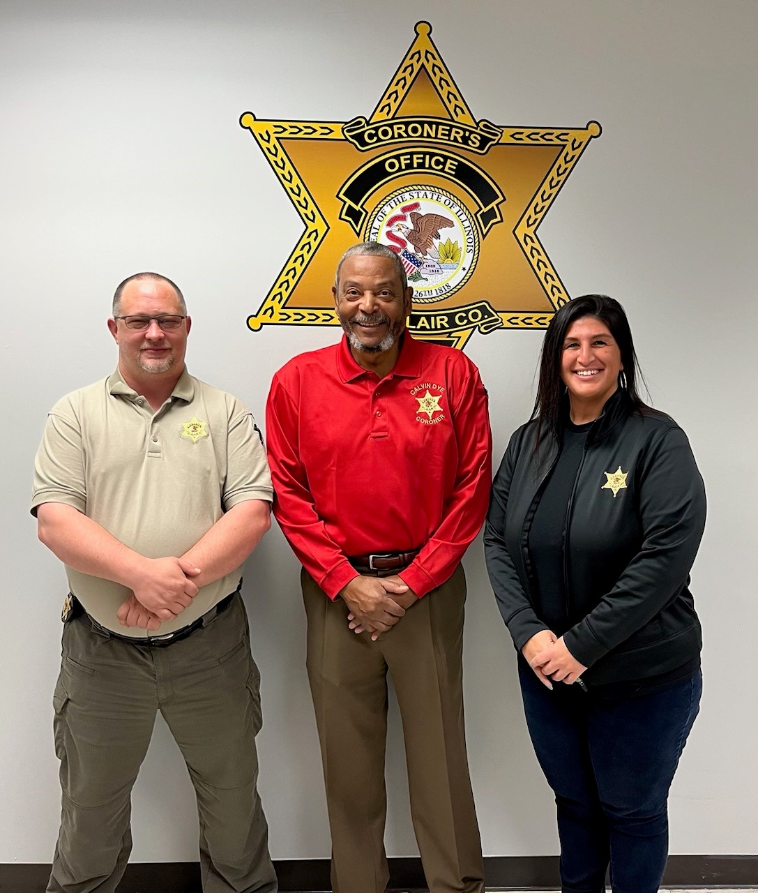 Chief Deputy Dennis Nichols, Coroner Calvin Dye Sr. and Office Manager Tina Sambo